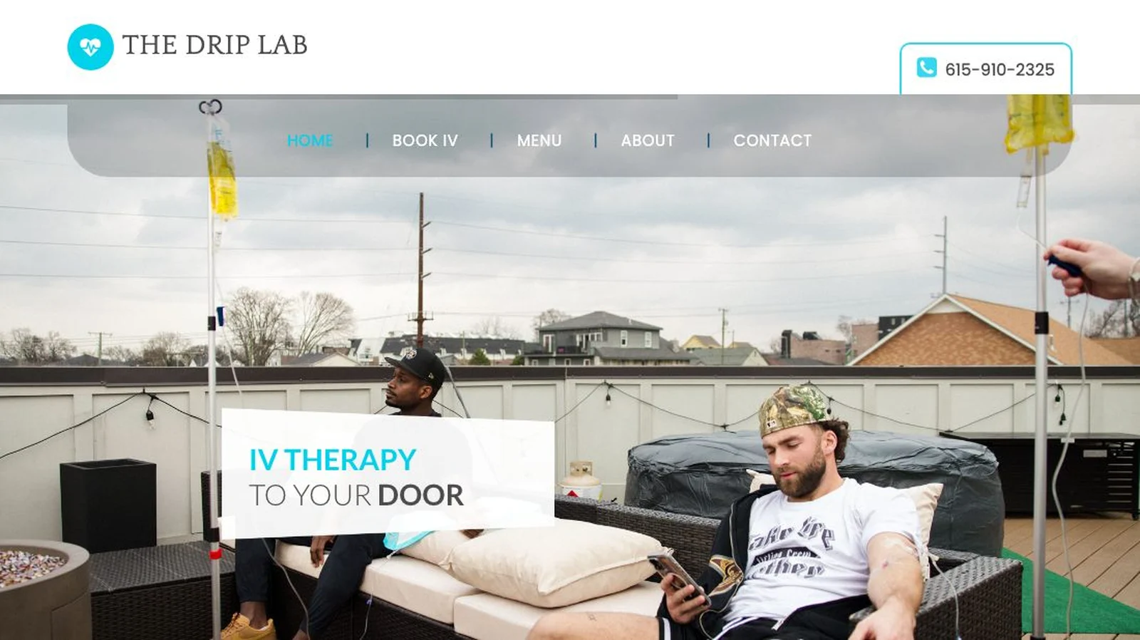 The Drip Lab homepage as inherited: a 2017 template, 5 pages