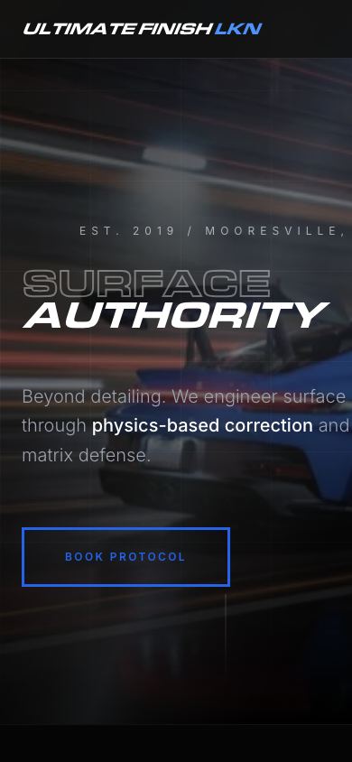 Ultimate Finish LKN homepage on a phone